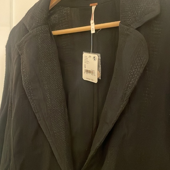 NWT Free People Black Linen Blazer - Picture 4 of 7